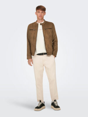ONLY & SONS WILLOW BIKER JACKET ΣΕ SUEDE ΟΨΗ