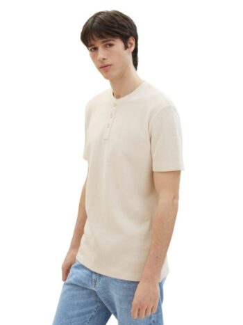 TOM TAILOR STRACTURED HENLEY T-SHIRT